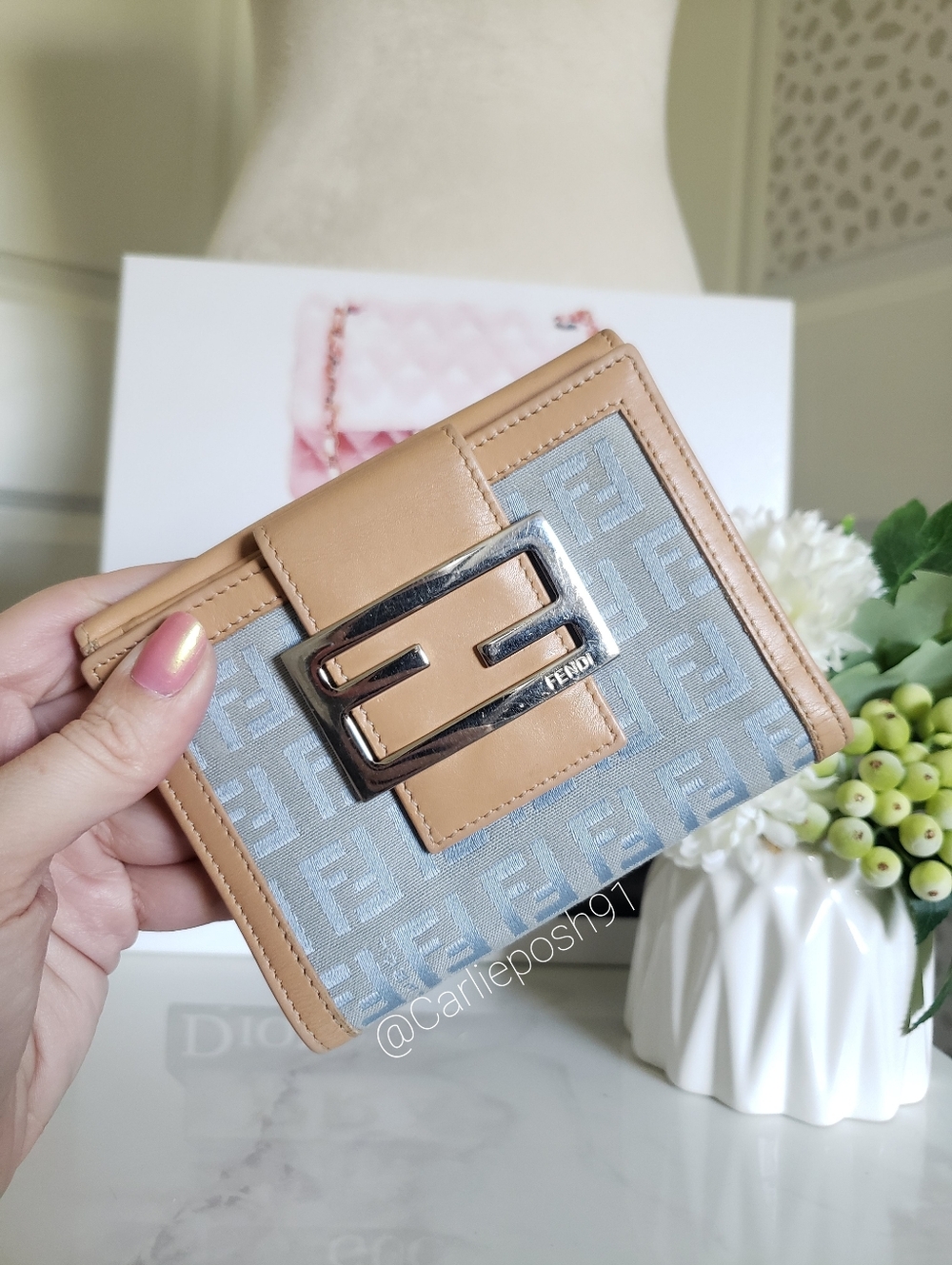 Authentic Pre-owned Fendi Zucchino FF Compact Wallet